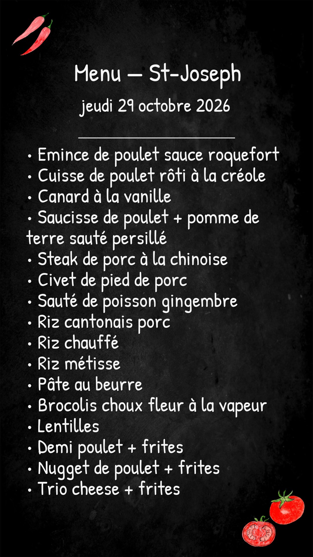 St-Joseph – jeudi – 29/10/2026